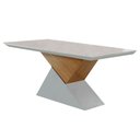 Ver imagem 1 de Mesa P/ Cozinha Dubai C/ Tampo 180x90cm Madeirado Vidro Canto Curvo - Imbuia/off White - Rufato