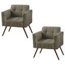 Ver imagem 1 de Kit 2 Poltronas Decorativa Bia Couro Natural Fendi - Gran Belo
