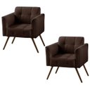 Ver imagem 1 de Kit 2 Poltronas Decorativa Bia Couro Natural Conhaque - Gran Belo