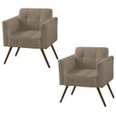Ver imagem 1 de Kit 2 Poltronas Decorativa Bia Couro Natural Bege 66 - Gran Belo