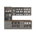 Ver imagem 5 de Kit 5 Peças Cozinha Completa Modulada com Torre Quente e Cristaleira MDF Americana Cinza/Nature