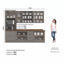 Ver imagem 4 de Cozinha Modulada Compacta 5 Peças 100% MDF com Torre Quente e Cristaleira Americana Cinza/Nature