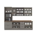 Ver imagem 5 de Cozinha Modulada Compacta 5 Peças 100% MDF com Torre Quente e Cristaleira Americana Cinza/Nature