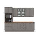 Ver imagem 3 de Cozinha Modulada Compacta 5 Peças 100% MDF com Torre Quente e Cristaleira Americana Cinza/Nature