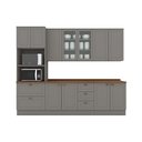 Ver imagem 3 de Kit 5 Peças Cozinha Completa Modulada com Torre Quente e Cristaleira MDF Americana Cinza/Nature