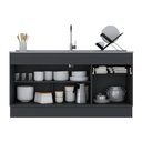 Ver imagem 3 de Balcão Cozinha Gabinete Pia 150cm 3 Ptas Preto/branco