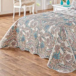 Colcha Bouti Mandala Azul Queen Dupla Face 03 Peças - 3 Colcha Bouti Mandala Azul Queen Dupla Face 03 Peças - 3