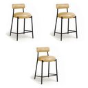Ver imagem 6 de Kit 3 Banquetas Altas Londres PU Encosto Fixo Industrial Dourado D'Rossi