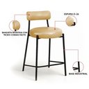 Ver imagem 4 de Kit 3 Banquetas Altas Londres PU Encosto Fixo Industrial Dourado D'Rossi