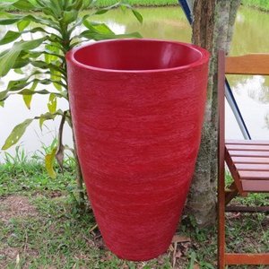 Kit 2 Vaso Planta 65x40 + 80x50 Oval Moderno Polietileno - VERMELHO PAU BRASIL 005