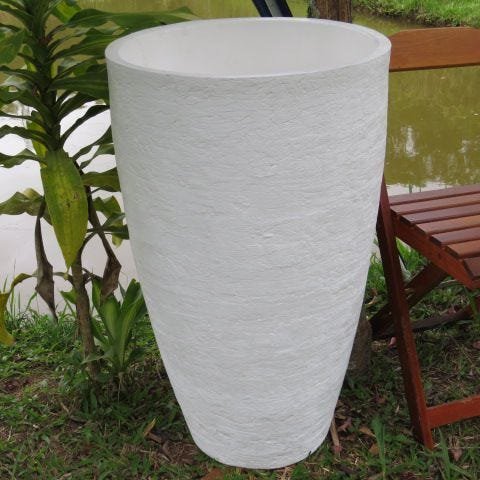 Kit 2 Vaso Planta 65x40 + 80x50 Oval Moderno Polietileno - BRANCO 006