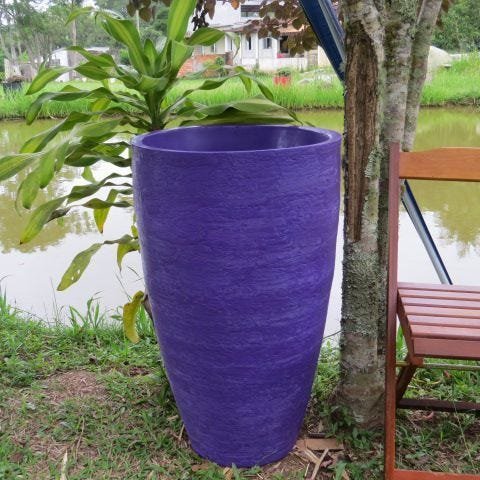 Kit 2 Vaso Planta 65x40 + 80x50 Oval Moderno Polietileno - LILAS VIOLETA 008