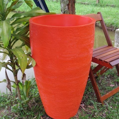 Kit 2 Vaso Planta 65x40 + 80x50 Oval Moderno Polietileno - LARANJA SUNSET 010