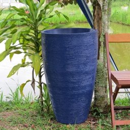 Kit 2 Vaso Planta 65x40 + 80x50 Oval Moderno Polietileno - AZUL ESCURO 013 - 1