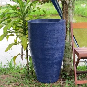 Kit 2 Vaso Planta 65x40 + 80x50 Oval Moderno Polietileno - AZUL ESCURO 013