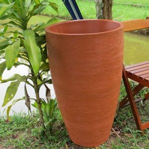 Kit 2 Vaso Planta 65x40 + 80x50 Oval Moderno Polietileno - TERRACOTA 016