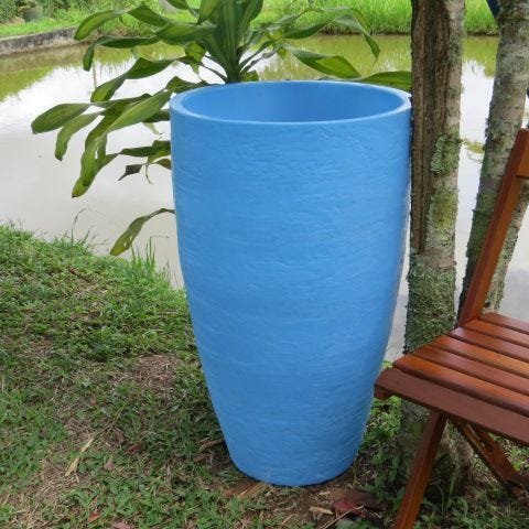 Kit 2 Vaso Planta 65x40 + 80x50 Oval Moderno Polietileno - AZUL BEBE 019