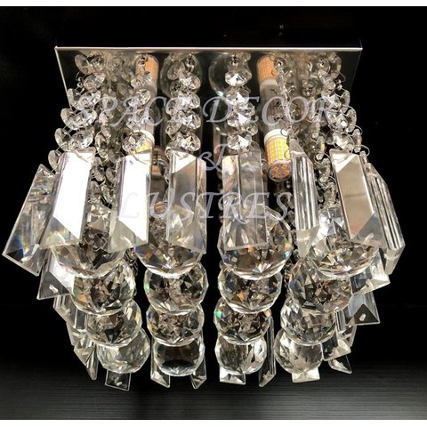 Lustre Plafon de Cristal Verdadeiro com Lâmpadas Bq Inclusas:20cm