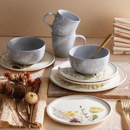 Conjunto 4 Pratos Raso Cerâmica Anastásia 27,3cm Cinza - 5