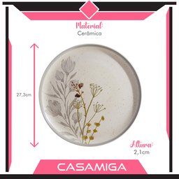 Conjunto 4 Pratos Raso Cerâmica Anastásia 27,3cm Cinza - 2