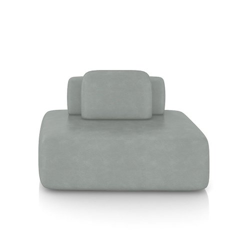 Sofá Ilha Sala de Estar Modulado Dakota 142cm Encosto Almofada Solta Pu Cinza G33 - Gran Belo