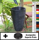 Ver imagem 1 de Kit Vaso Planta + Prato 65x40 Oval Moderno Polietileno - PRETO 002