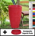 Ver imagem 1 de Kit Vaso Planta + Prato 65x40 Oval Moderno Polietileno - VERMELHO PAU BRASIL 005