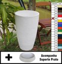 Ver imagem 1 de Kit Vaso Planta + Prato 65x40 Oval Moderno Polietileno - BRANCO 006