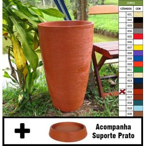 Kit Vaso Planta + Prato 65x40 Oval Moderno Polietileno - TERRACOTA 016