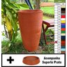 Kit Vaso Planta + Prato 65x40 Oval Moderno Polietileno - TERRACOTA 016 - 1