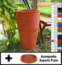 Ver imagem 1 de Kit Vaso Planta + Prato 65x40 Oval Moderno Polietileno - TERRACOTA 016