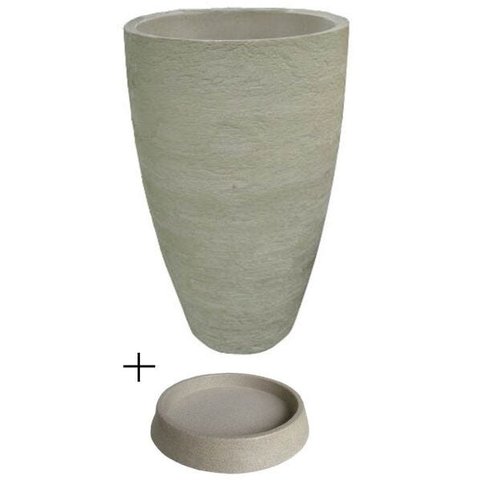 Kit Vaso Planta + Prato 80x50 Oval Moderno Polietileno - AREIA 001