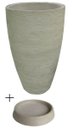 Ver imagem 1 de Kit Vaso Planta + Prato 80x50 Oval Moderno Polietileno - AREIA 001