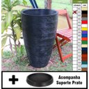 Ver imagem 1 de Kit Vaso Planta + Prato 80x50 Oval Moderno Polietileno - PRETO 002