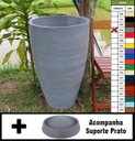 Ver imagem 1 de Kit Vaso Planta + Prato 80x50 Oval Moderno Polietileno - CINZA CIMENTO 004