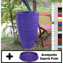 Ver imagem 1 de Kit Vaso Planta + Prato 80x50 Oval Moderno Polietileno - LILAS VIOLETA 008