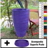 Kit Vaso Planta + Prato 80x50 Oval Moderno Polietileno - LILAS VIOLETA 008 - 1