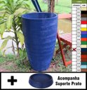 Ver imagem 1 de Kit Vaso Planta + Prato 80x50 Oval Moderno Polietileno - AZUL ESCURO 013