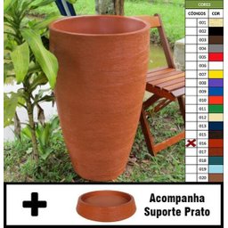 Kit Vaso Planta + Prato 80x50 Oval Moderno Polietileno - TERRACOTA 016 - 1