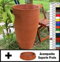 Ver imagem 1 de Kit Vaso Planta + Prato 80x50 Oval Moderno Polietileno - TERRACOTA 016