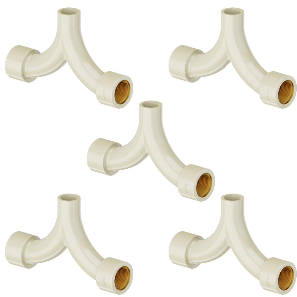 Kit 5 Tê Aquatherm Misturador C/ Transposição Cpvc Bege Condução Água Quente 3/4 Polegadas - 1