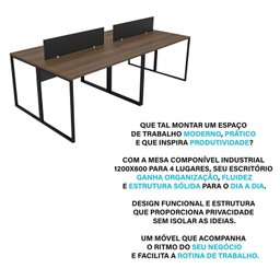 Estação de Trabalho Mesa Plataforma Industrial 4 Lugares Office - 8