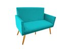 Ver imagem 1 de Namoradeira Nina Decorativa Suede Azul Tifany 2 Lugares Pés Madeira Mz Decor
