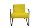 Ver imagem 2 de Kit 2 Poltronas Decorativa Bela Couro Amarelo Braço Cromado Ms Decor