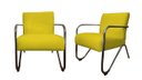Ver imagem 1 de Kit 2 Poltronas Decorativa Bela Couro Amarelo Braço Cromado Ms Decor
