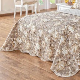 Colcha Bouti Floral Caqui King Dupla Face 03 Peças - 2 Colcha Bouti Floral Caqui King Dupla Face 03 Peças - 2