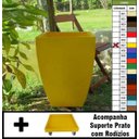 Ver imagem 1 de Kit Vaso Planta + Prato Rodízio 60x40 Moderno Trapézio Polietileno - Amarelo Girassol 007