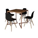 Ver imagem 6 de Mesa Industrial Jantar Quadrada Amêndoa 90X90Cm Base Cobre V Com 4 Cadeiras Pretas Made Amendoa