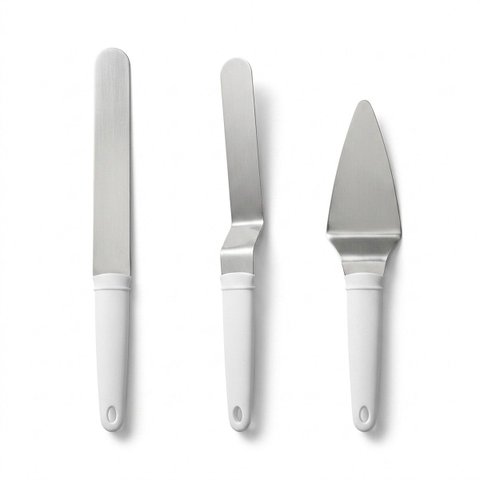 Kit 3 Espátulas Confeiteiro Inox para Alisador Bolo Tortas
