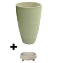 Ver imagem 2 de Kit Vaso Planta + Prato Rodízio 65x40 Oval Moderno Polietileno - Areia 001